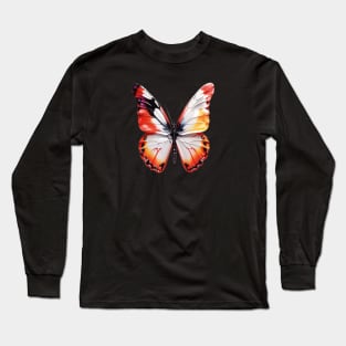 orange watercolor butterfly Long Sleeve T-Shirt